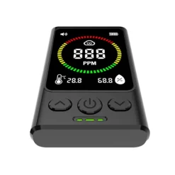 Bärbar kolmonoxiddetektor med elektrokemisk sensor för realtidsövervakning av CO, temperatur och luftfuktighet