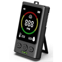 Bärbar kolmonoxiddetektor med elektrokemisk sensor för realtidsövervakning av CO, temperatur och luftfuktighet