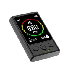 Bärbar kolmonoxiddetektor med elektrokemisk sensor för realtidsövervakning av CO, temperatur och luftfuktighet