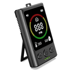 Bärbar kolmonoxiddetektor med elektrokemisk sensor för realtidsövervakning av CO, temperatur och luftfuktighet