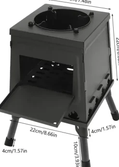 Bärbar Vedspis, Effektiv Uppvärmning, Lätt att Transportera,svart