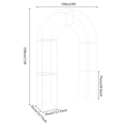 Bröllopsbåge, Fristående Design, Elegant Metallstruktur,2.3X1.5m, Mjölkvit