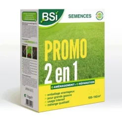 BSI - Gräsfrön - Snabb landskapsarkitektur eller reparation - Med skyddande beläggning - Stor yta - 150m² - 3 kg