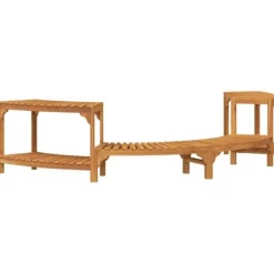 Bubbelbad i massivt akaciaträ - Minimalistisk design för utomhus | Storlek: 252x111.5x55.5 cm