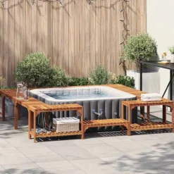 Bubbelbad Omgivning Brun 250 x 250 cm massivt akacia