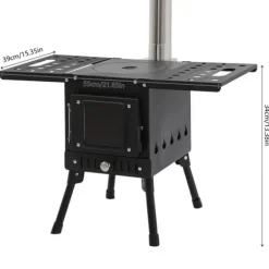 Campingkök, Justerbar Höjd, Bärbar Design,svart