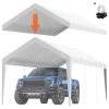 Carport ersättande kapell 10 x 20 fot, garage tält, vattentät & UV-skyddad, enkel installation med bollbyxor, vit (endast topp)
