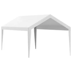 Carport ersättande kapell 10 x 20 fot, garage tält, vattentät & UV-skyddad, enkel installation med bollbyxor, vit (endast topp)