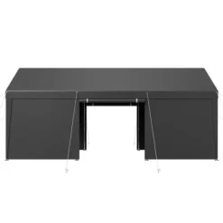 Carport, 365x609x302 cm, Grå, Stålram