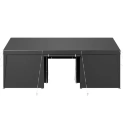 Carporttak 3,5x6,5m, Kraftigt Bilskydd, med Sidoväggar, Färg: Vitt