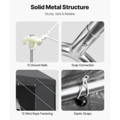 Carporttak 3,5x6,5m, Kraftigt Bilskydd, med Sidoväggar, Färg: Vitt