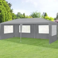 [casa.pro]® Trädgårdspaviljong-Partytält-600x300x255cm-hopfällbar-mörkgrå-vattentät