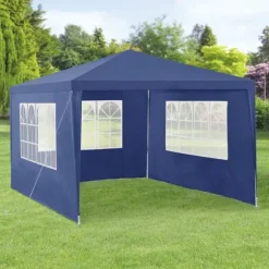 [casa.pro]® Trädgårdspaviljong-Partytält-400x300x255cm-hopfällbar-mörkblå-vattentät