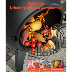 Chiminea Eldstad 18 tum, Vedeldad för Utomhus, inklusive Grillnät och Skorstensbeklädnad