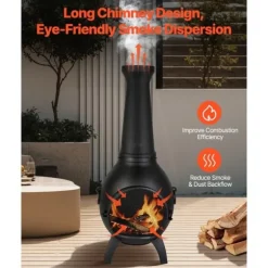 Chiminea Eldstad 18 tum, Vedeldad för Utomhus, inklusive Grillnät och Skorstensbeklädnad