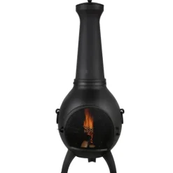 Chiminea Eldstad 18 tum, Vedeldad för Utomhus, inklusive Grillnät och Skorstensbeklädnad