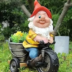 Cykelturer, dvärgar, dvärgar, gårdsstatyer, trädgårdsdvärgar, dekorativa skulpturer, ornament, harts