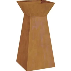 Cylindriskt växtställ i väderbeständigt stål | Färg: Brun | Storlek: 35x35x73 cm