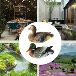 Damm Flytande Anka Staty Flytande Dammdekor Anka Skulptur för Trädgård Damm Pooldekor