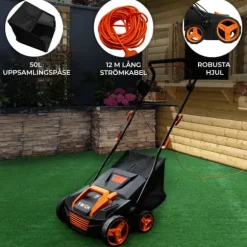 Dammsugare för Konstgräsmatta Konstgräs Dammsugare Grästvätt Elektrisk Löv / Kvist Sop Självgående 380mm Utomhus 50L Uppsamlingskorg 12m Kabel 12,2kg | CDON