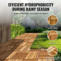 Däckplattor i Massivt Trä, 10-Pack Sammankopplade, 12x12 Kamferfuru, Optimal för Veranda