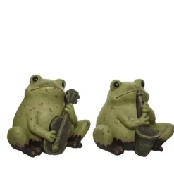 DEKORATION GRÖN GRODA MED MUSIKALISK INSTRUMENT VALFRAK OG FÖRDOM VID HEMDEKORER INOMHUS