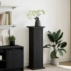 Displayställ med dörr Svart Ek 31 x 30 x 90 cm Konstruerat trä