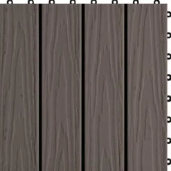 Djupt mönstrade balkongplattor i WPC | Set om 11 st | Storlek: 30x30 cm | Färg: Mörkbrun | Täckning: 1 kvm