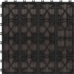 Djupt mönstrade balkongplattor i WPC | Set om 11 st | Storlek: 30x30 cm | Färg: Mörkbrun | Täckning: 1 kvm