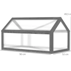 Drivbänk i trä 90x52x49,5 cm, ljusgenomsläppligt lock, vintertålig – grå