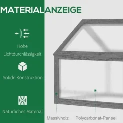 Drivbänk i trä 90x52x49,5 cm, ljusgenomsläppligt lock, vintertålig – grå