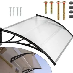 Dörrtak/Skärmtak - 150 cm - Polykarbonat - Aluminiumram - UV-skydd - Väggmonterad - Ljusgrå