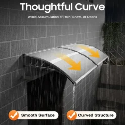 Dörrtak/Skärmtak - 150 cm - Polykarbonat - Aluminiumram - UV-skydd - Väggmonterad - Ljusgrå