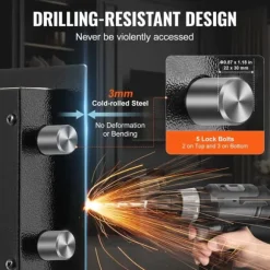 Dubbeldörr Kassaskåp 3,5 ku.ft med Nyckellås och Lösenord, Brandsäker Väska i Svart