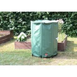 EDA - Flexibel och hopfällbar vattenuppsamlare 500 L - med nätfilter + 2 kranar - Väderbeständig - Ø 80 x H.98 cm