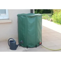 EDA - Flexibel och hopfällbar vattenuppsamlare 500 L - med nätfilter + 2 kranar - Väderbeständig - Ø 80 x H.98 cm