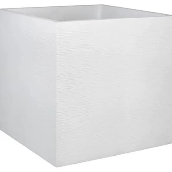 EDA PLASTIQUE Grafit fyrkantig blomma låda - 57 L - 49,5 x 49,5 x 49,5 cm - Vit bly