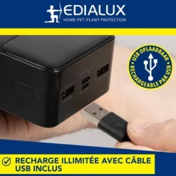 Edialux USB-laddningsbar elektrisk flugsvamp, kraftfull mot myggor och flugor
