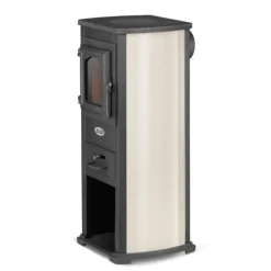 EKONOMIK LUX Multifunktionell Vedspis - 6,6 kW, Kockplatta, Röd/Beige/Antracit