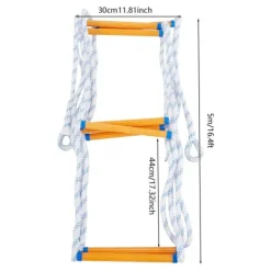 Eldfast Räddningsstege, 5m Rep Längd, 120kg Belastningskapacitet