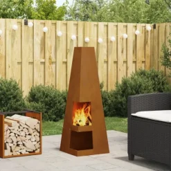 Eldstad Brun 35 x 35 x 100 cm Väderstål