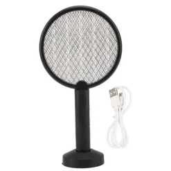 Electric Bug Swatter USB Laddning Rund Flugdödare för Courtyard Kitchen Svart