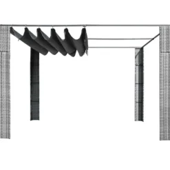 Elegant paviljong med tak i PE-rotting | Färg: Grå och Antracit | Storlek: 300x300x220 cm