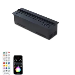 Elektrisk Eldstad, 3D Vattenånga Flammor, Inomhusdekoration,APP Vindskydd, 500mm 19.68in