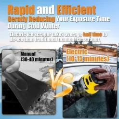 Elektrisk Isskrapa, Snöborste för Bil, Skonsam för Lack, Vintertillbehör för Bilen, Snöröjning och Avisning, Uppladdningsbar, Perfekt för Vindruta