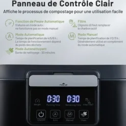 Elektrisk kompostbehållare, 33,5x26x34 cm, Svart