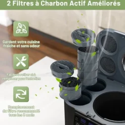 Elektrisk kompostbehållare, 33,5x26x34 cm, Svart