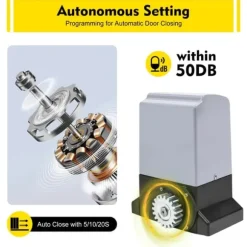 Elektrisk skjutgrindsöppnare, 750 W motorsats, automatisk, tyst gång, fjärrkontroll ingår