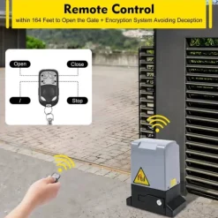 Elektrisk skjutgrindsöppnare, 750 W motorsats, automatisk, tyst gång, fjärrkontroll ingår