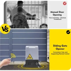 Elektrisk skjutgrindsöppnare, 750 W motorsats, automatisk, tyst gång, fjärrkontroll ingår